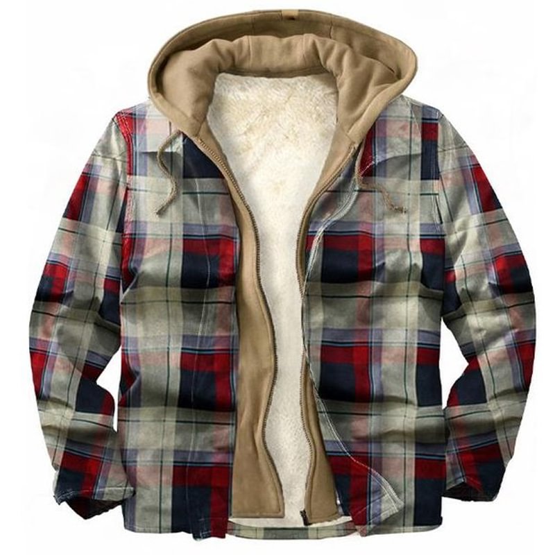 Men's Lined Hooded Flannel Jacket