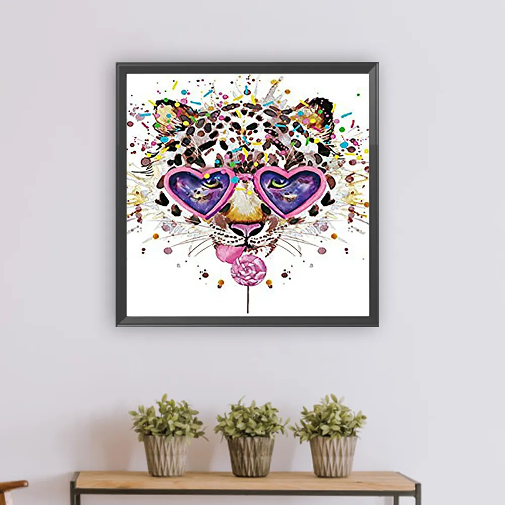 Full Round Diamond Painting 30*30cm - Animal Head Wearing Sunglasses