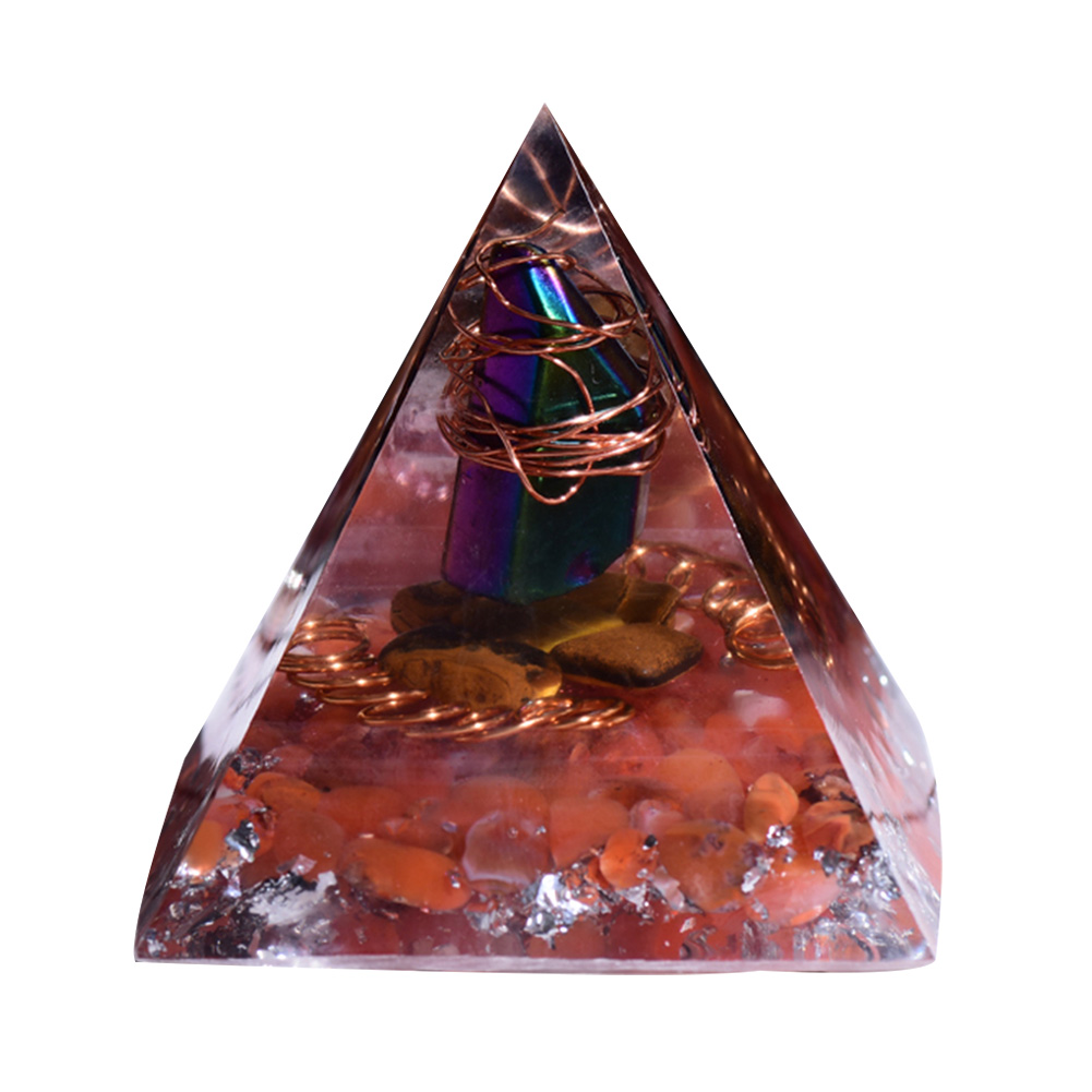 Crystal Orgonite Pyramid Gold Foil Amethyst Heal Energy Collector Craft (C)