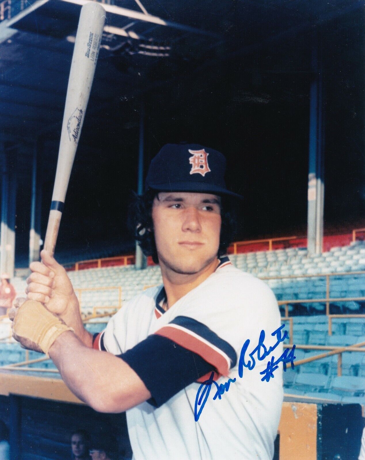 LEON ROBERTS DETROIT TIGERS ACTION SIGNED 8x10