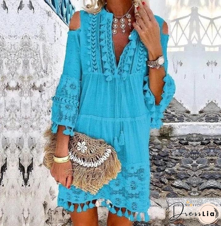 Spring and Summer New 7 Colors Boho Dress Ladies Fashion Sweet Lady Dress Plus Size S-5XL