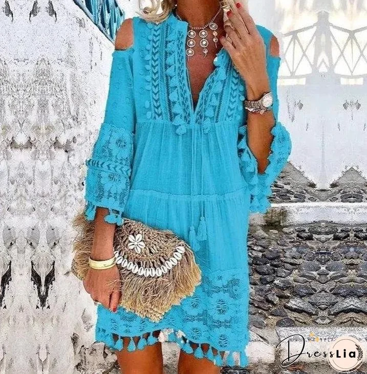 Spring and Summer New 7 Colors Boho Dress Ladies Fashion Sweet Lady Dress Plus Size S-5XL