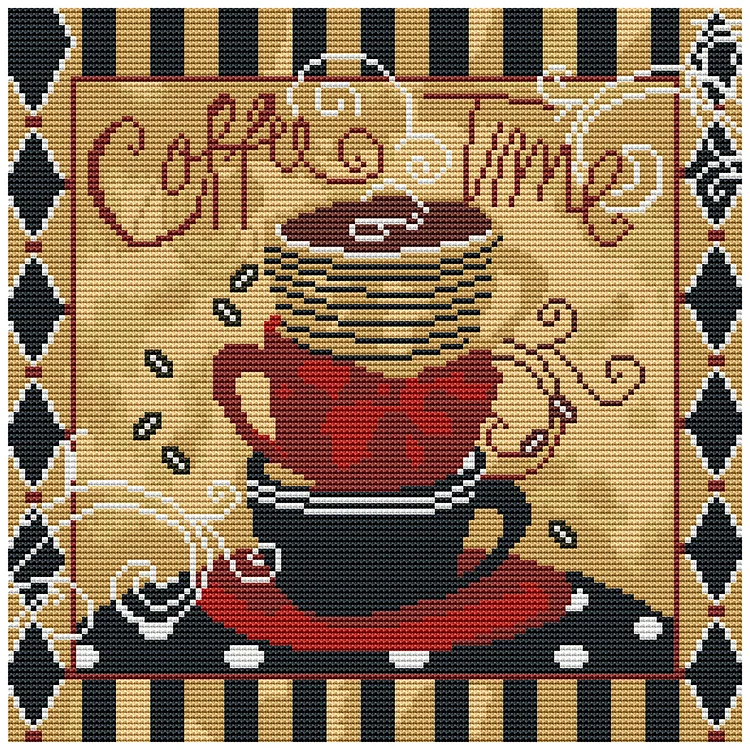 Coffee Cup 11CT Stamped Cross Stitch 36*36CM