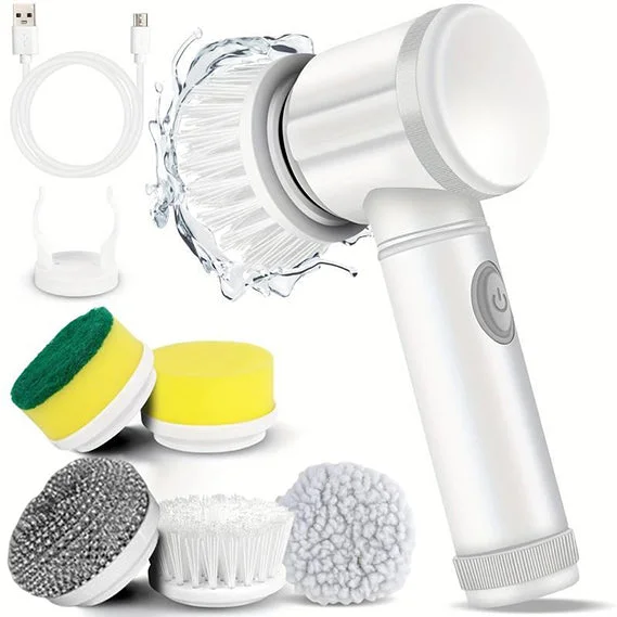 Electric Spin Cleaning Brush with 5 Replaceable Heads