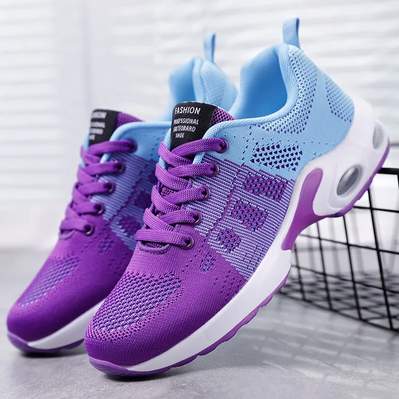 Fashion Women Lightweight Sneakers Outdoor Sports Breathable Mesh Comfort Running Shoes Air Cushion Lace Up Shoes Women 2021