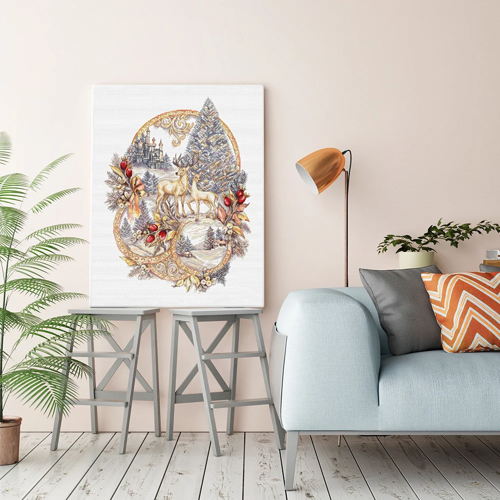 14CT Counted Cross Stitch - Reindeer(Canvas|40*50CM)