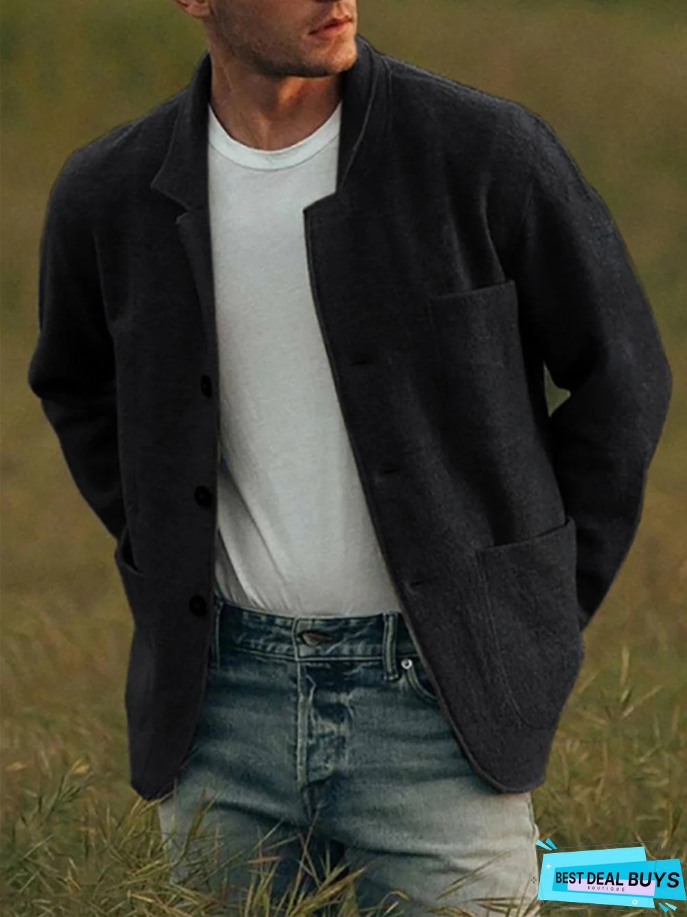 Men's Fashion Casual Solid Color Jacket Coat