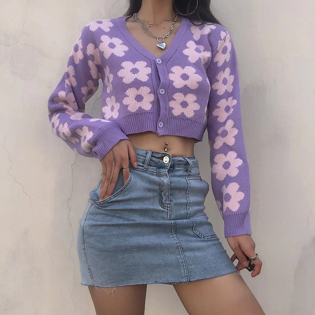 Female Cardigans Vintage Floral Embroidery Autumn Winter Cardigan Office Lady Long Sleeve V Neck Single Breasted Women Sweaters