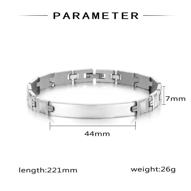 Modern Style Minimalist Solid Color 304 Stainless Steel ID Bracelet In Bulk