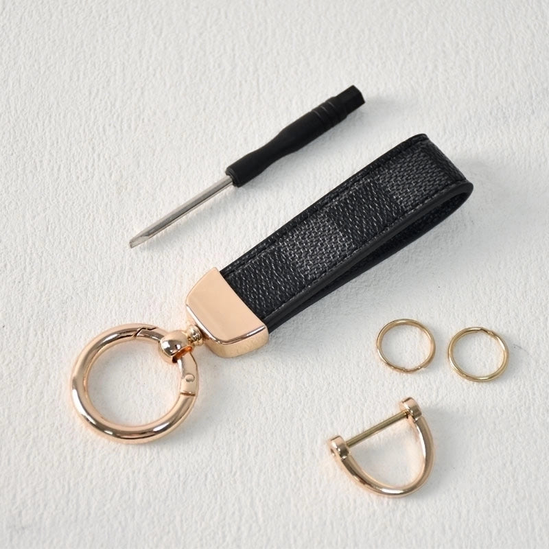 5 Pieces Classic Trendy Old Flower Leather Car Key Chain High Quality Car Key Chain Anti-lost Accessories Pendant Factory Direct Sales