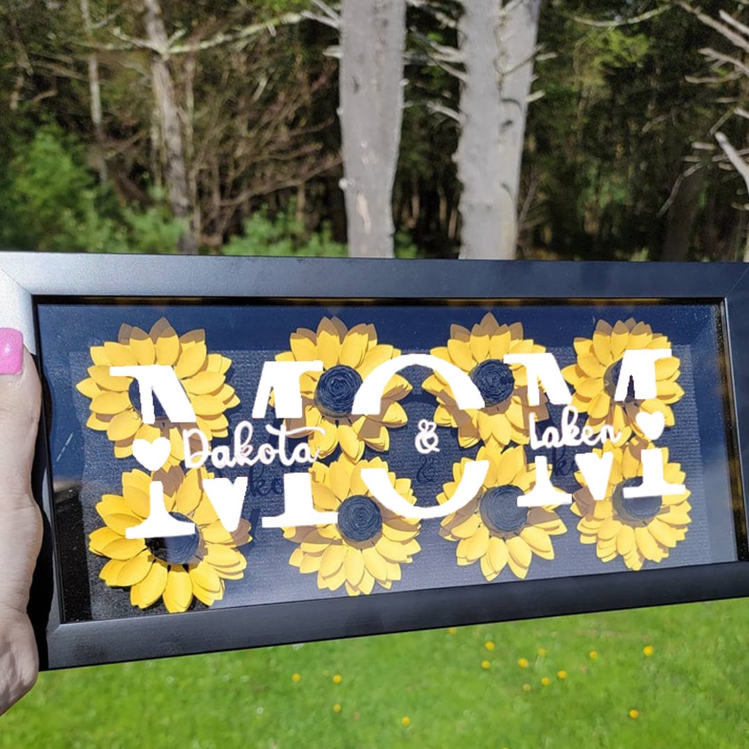 Vangogifts Personalized Mother's Day Sunflower Shadow Box Best Gift for MOM,Wife,Girlfriend