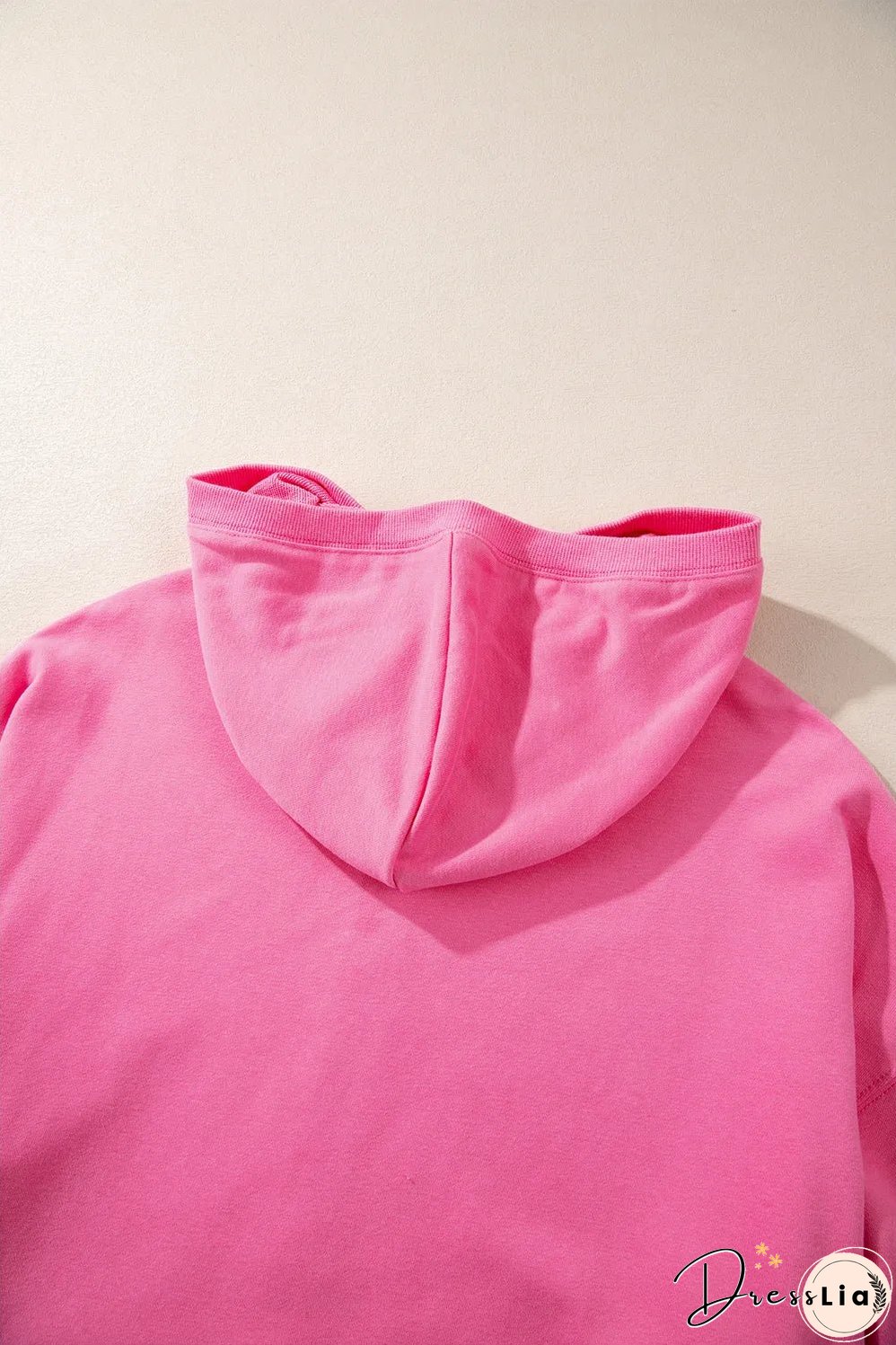 Bonbon Solid Kangaroo Pocket Half Zipper Oversized Hoodie