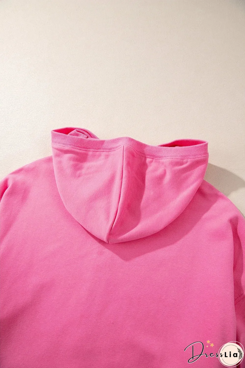 Bonbon Solid Kangaroo Pocket Half Zipper Oversized Hoodie