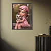 Diamond Painting -DIY Round Drill Girl with Pet Character(35x45 CM)