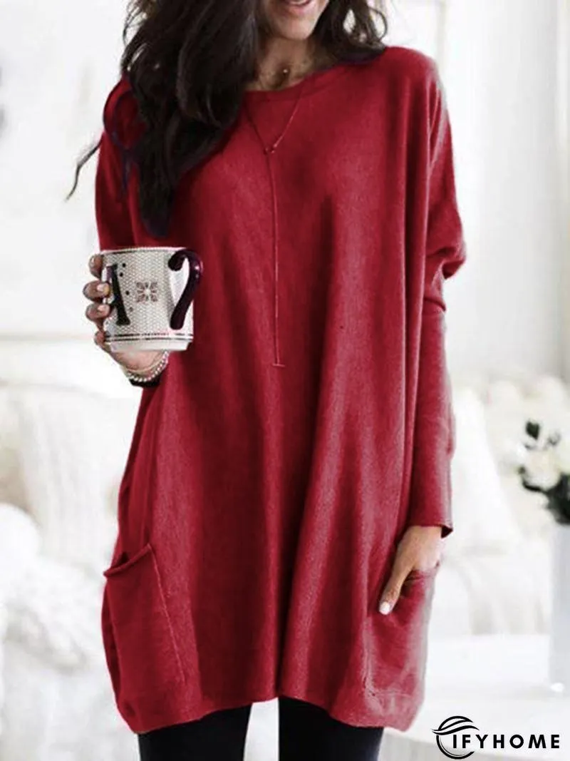 Round Neck Long Sleeve Tunic T-Shirt | IFYHOME