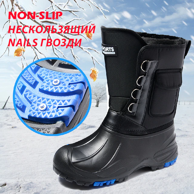 Winter Men's Outdoor Work Boots Warm Waterproof