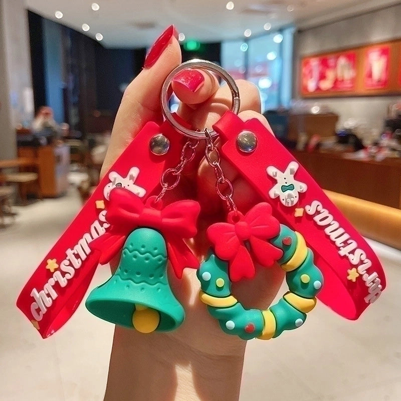 Cartoon Style Christmas Tree Bell Snowman Alloy Soft Glue Christmas Unisex Keychain