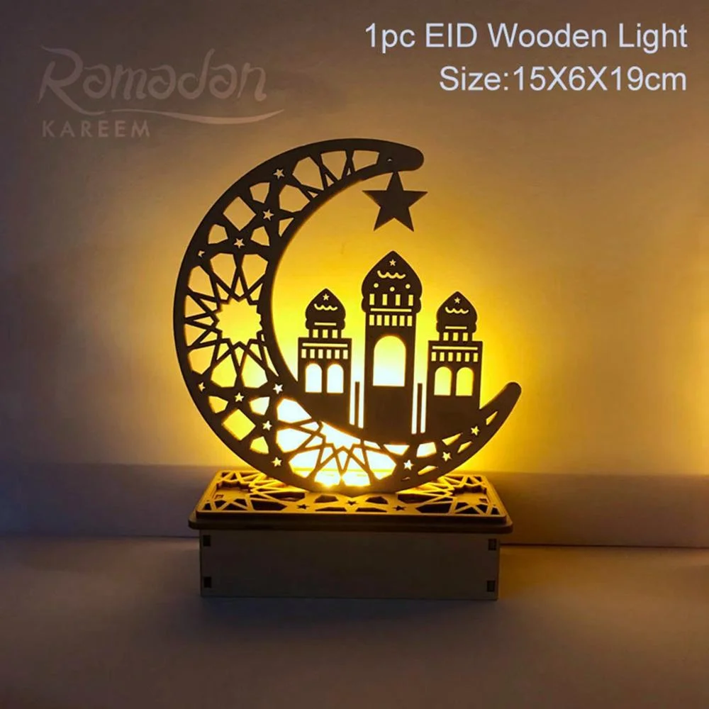 Fengrise Wooden EID Mubarak Decor 2020 Happy Ramadan Decor for Home Islamic Muslim Party Supplies Ramadan Kareem Eid Al Adha