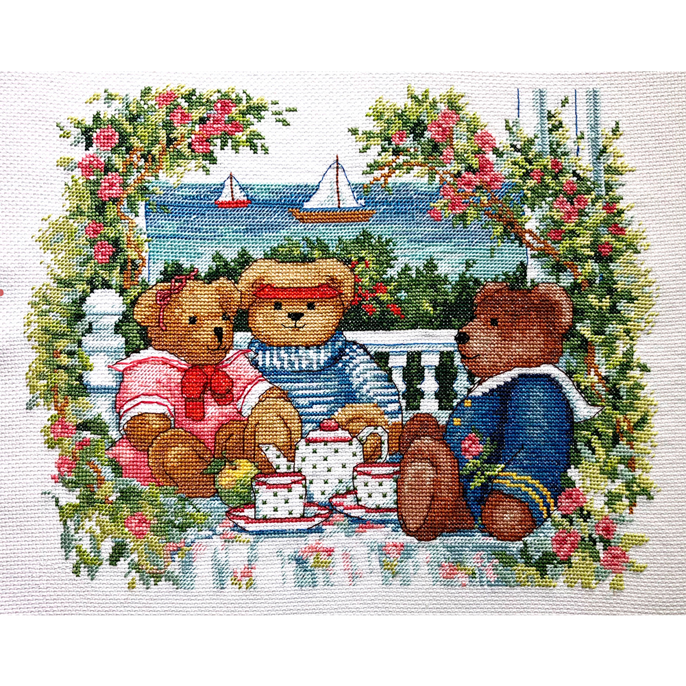 

Bear Party - 11CT Stamped Cross Stitch - 40*50CM, 501 Original