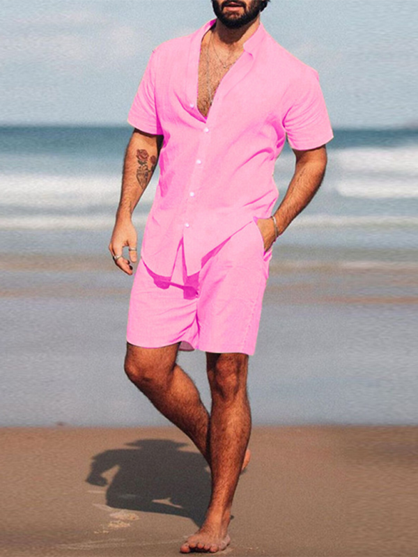 Mature Men's Casual Loose Long-sleeved Shorts Suits Two Piece Set