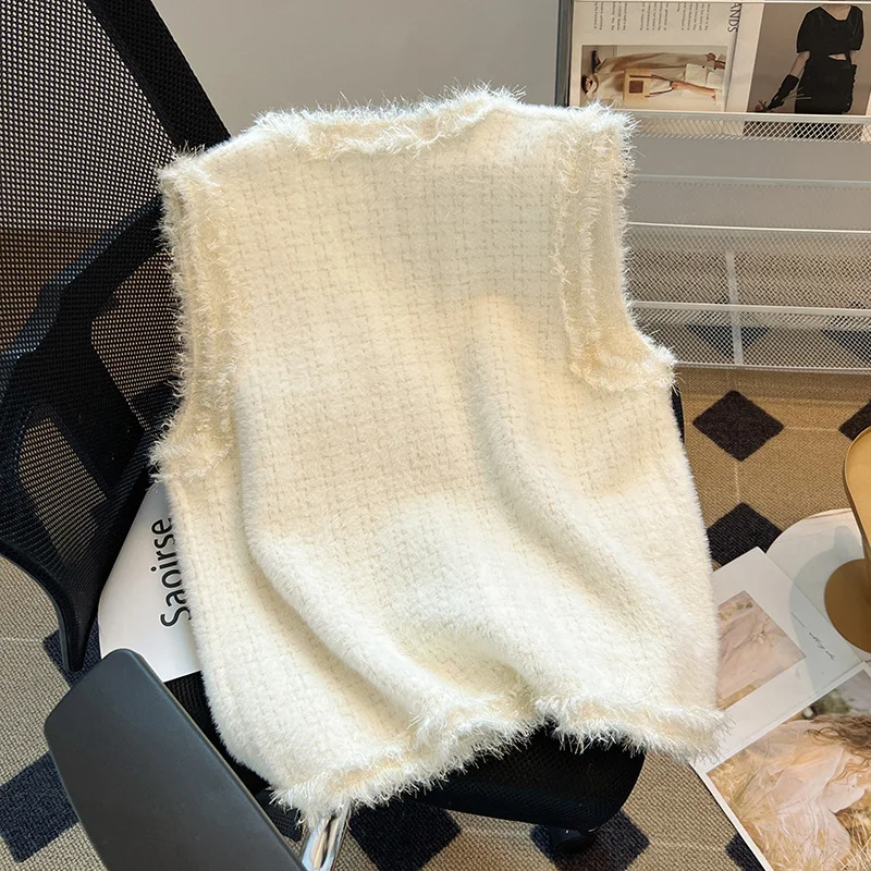 Toloer French Socialite Small Fragrant Wind Hair Edge Vest Vest Female Spring And Autumn Design Sense Temperament V Collar Horse Clip Jacket Jacket-Outfit Ideas