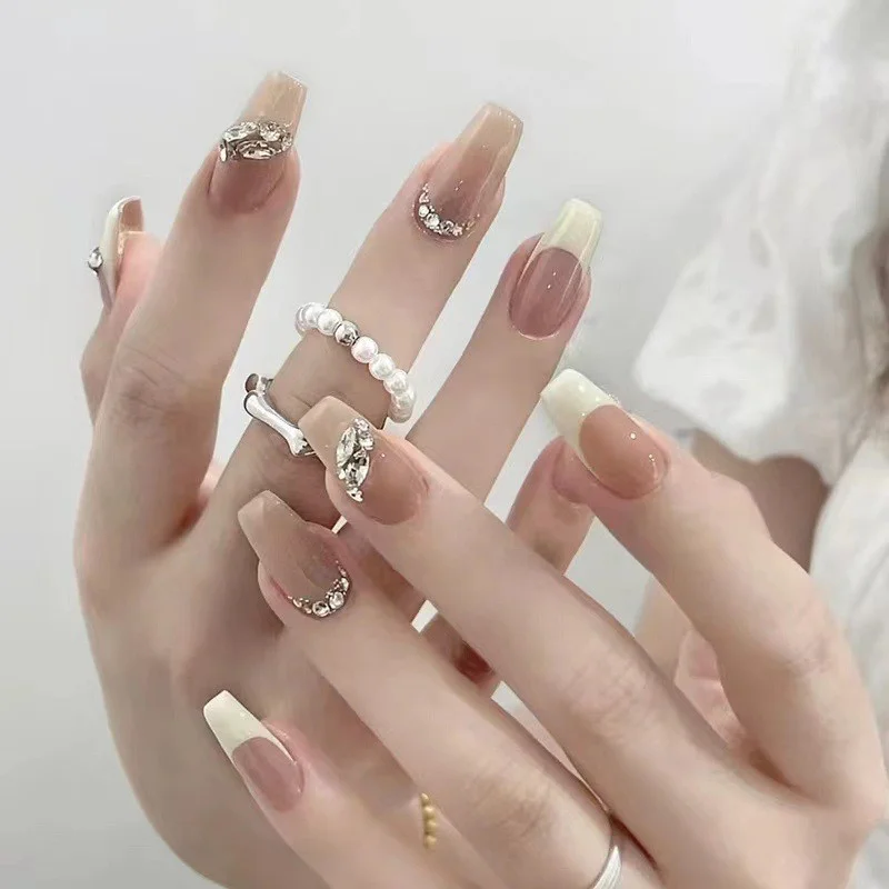 Buyerint 24pcs Wearable Pink Press on Nails – Butterfly Lovely Girl False Nails Tips with Jelly Gel Design  