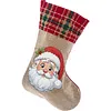 14 Inch Large DIY Linen Diamond Painting Xmas Stocking Hanging Gift Candy Bag Kits(20x35cm)
