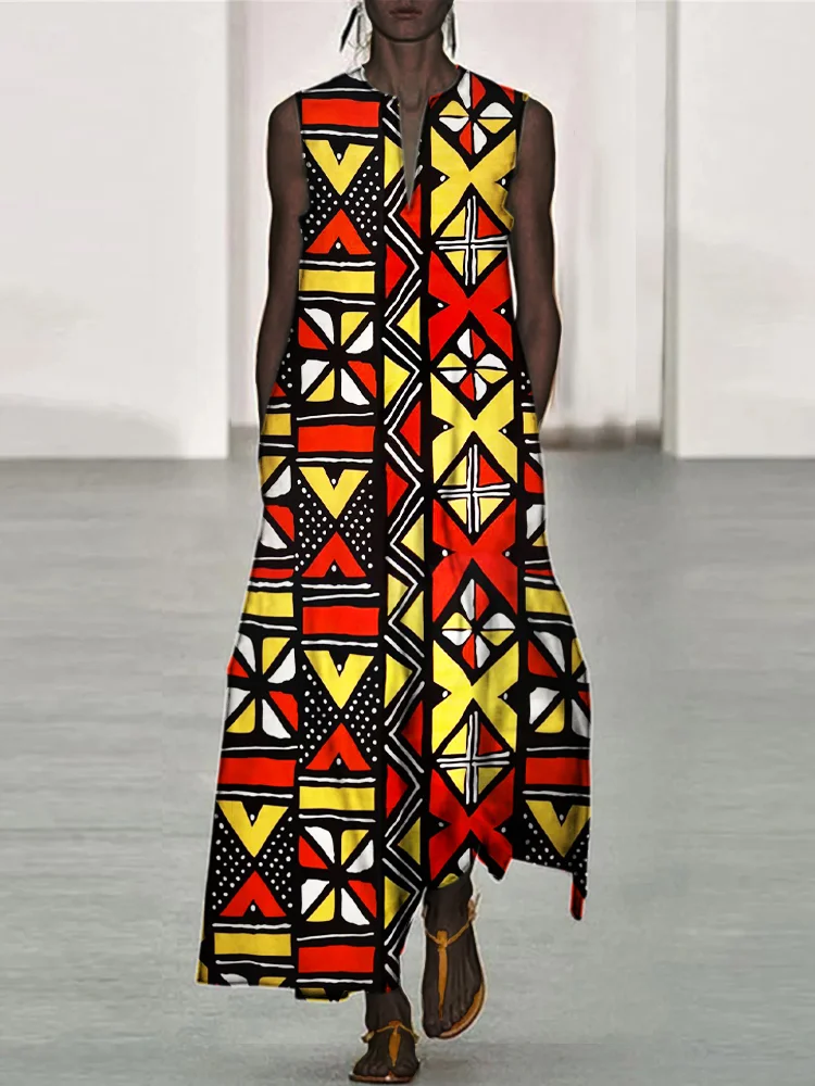 African Tribal Print Women's Vest Dress