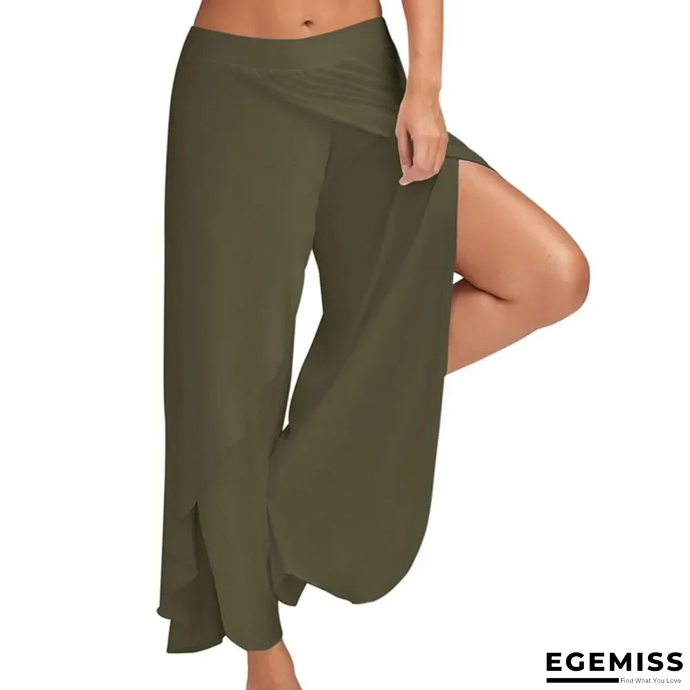 Chiffon Irregular Side Pants Women Causal Wide Leg Solid Elastic Loose Pants | EGEMISS