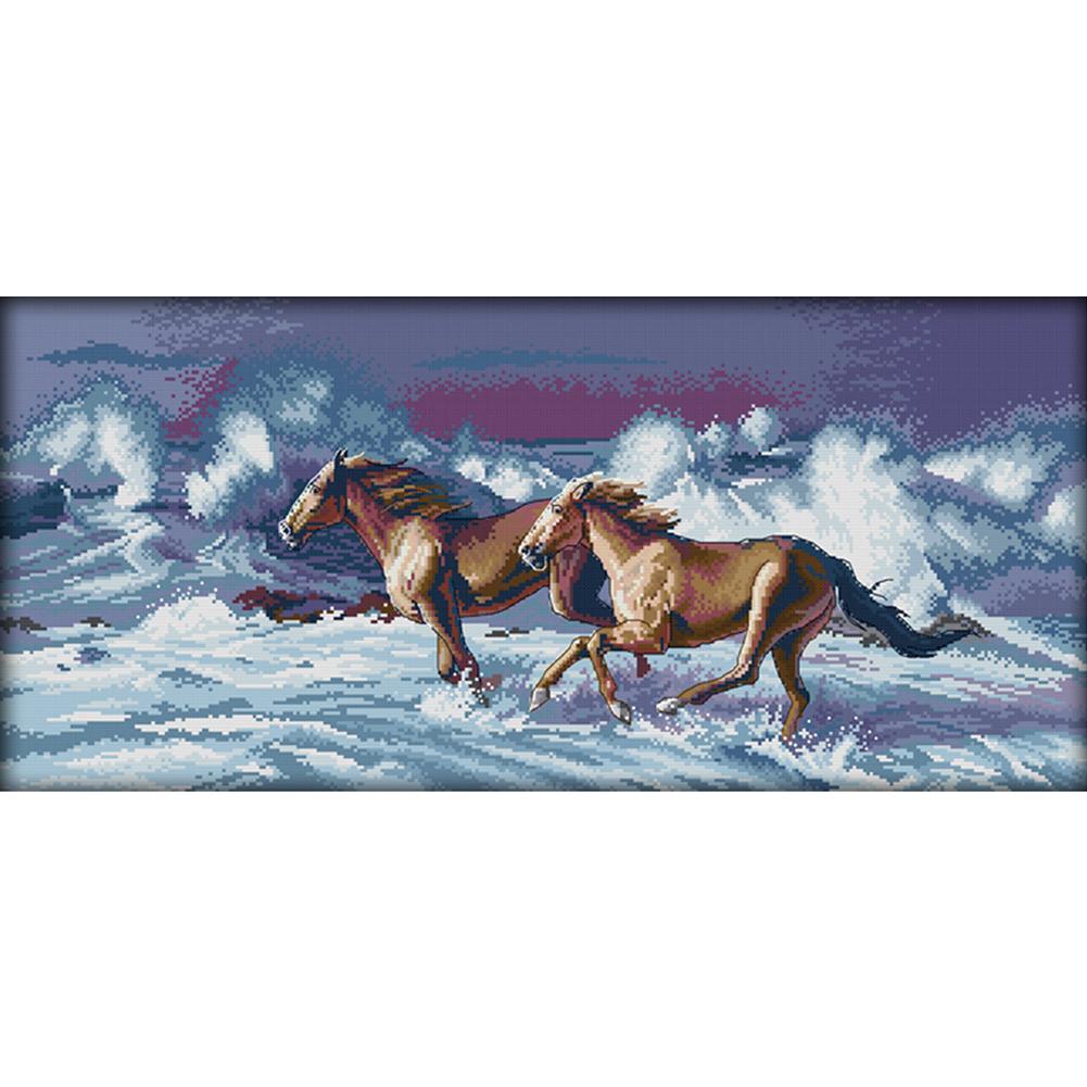 

Running Horse - 14CT Stamped Cross Stitch - 67*34cm, 501 Original
