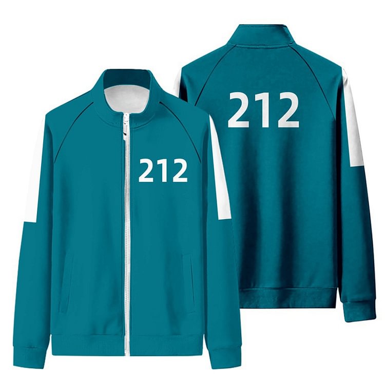 Number Print Zipper Pocket Sweatshirt Pants Set SG - Modakawa