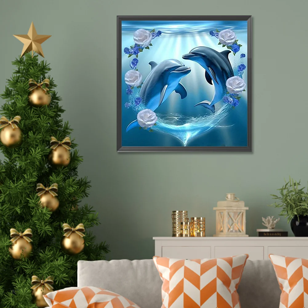 Diamond Painting - Full Round Drill - Dolphin(Canvas|30*30cm)