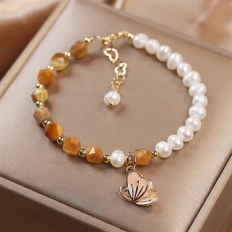 Summer Butterflies Freshwater Pearl Agate Bracelet