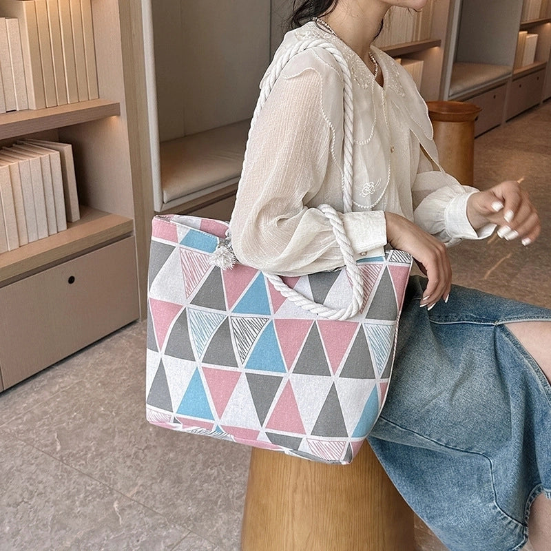 Women’s Medium Canvas Leaves Butterfly Beach Square Zipper Beach Bag