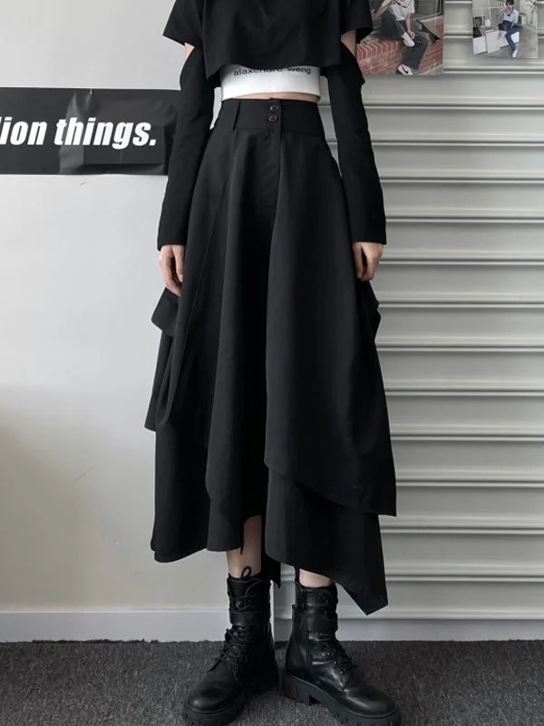 Original Irregular Black Loose Empire A-Line Skirt