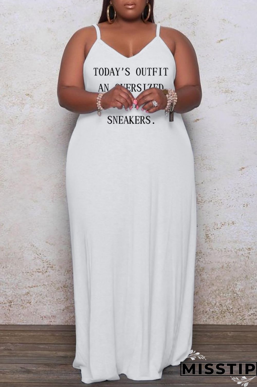 Brown Sexy Casual Letter Print Solid Backless Spaghetti Strap Long Dress Plus Size Dresses