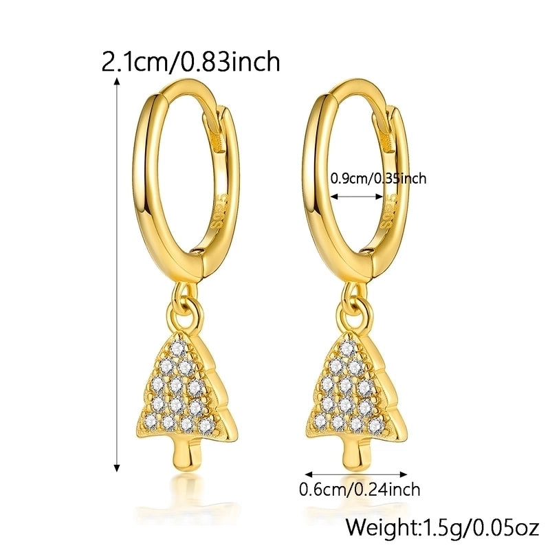 1 Pair 925 Sterling Silver Zircon Christmas Tree Drop Earrings