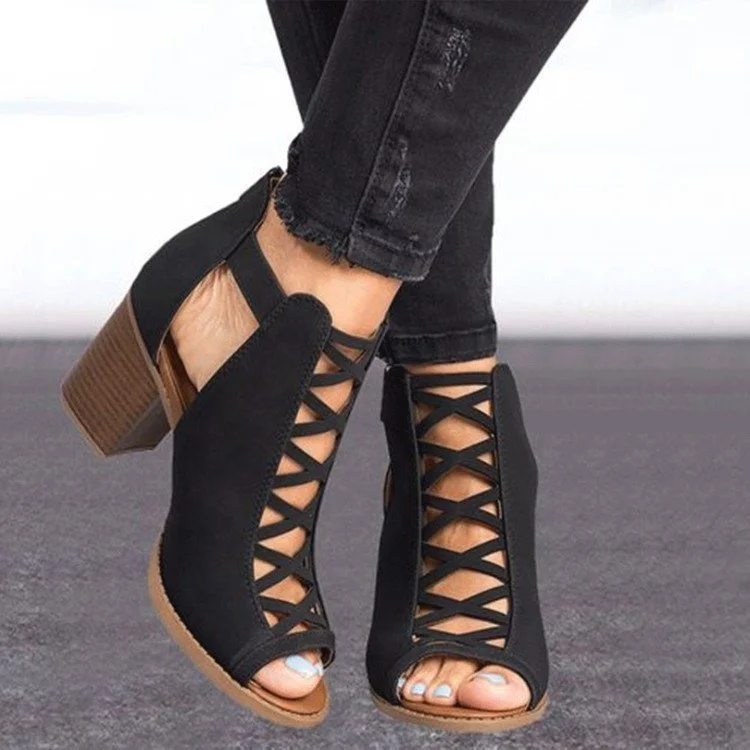Churchf Churchf New Summer And Fall Plus Size Strap Sandals Women's Thick Heel Light Strap Foot Ring Strap Sandals