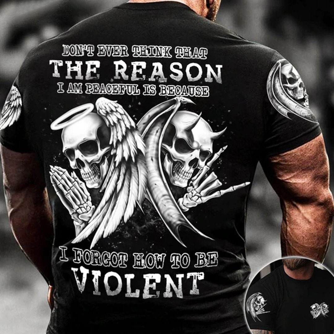Don'T Think I'M Calm Because I Forgot How To Be Violent All-Print Men's Short Sleeve T-Shirt