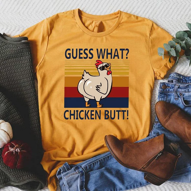 Cute Chicken Butt  Round Neck T-shirt