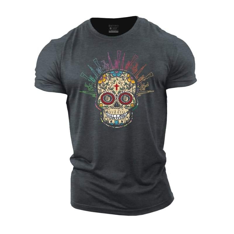 Cotton Skull Workout T-shirts tacday