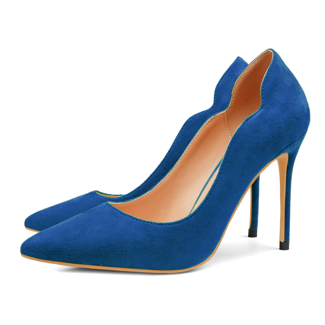 10CM/4 inch Women's High Heels for Party Wedding V-Shaped Suede Pumps