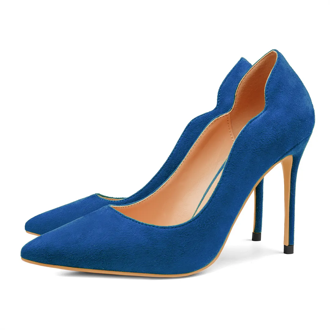 10CM/4 inch Women's High Heels for Party Wedding V-Shaped Suede Pumps