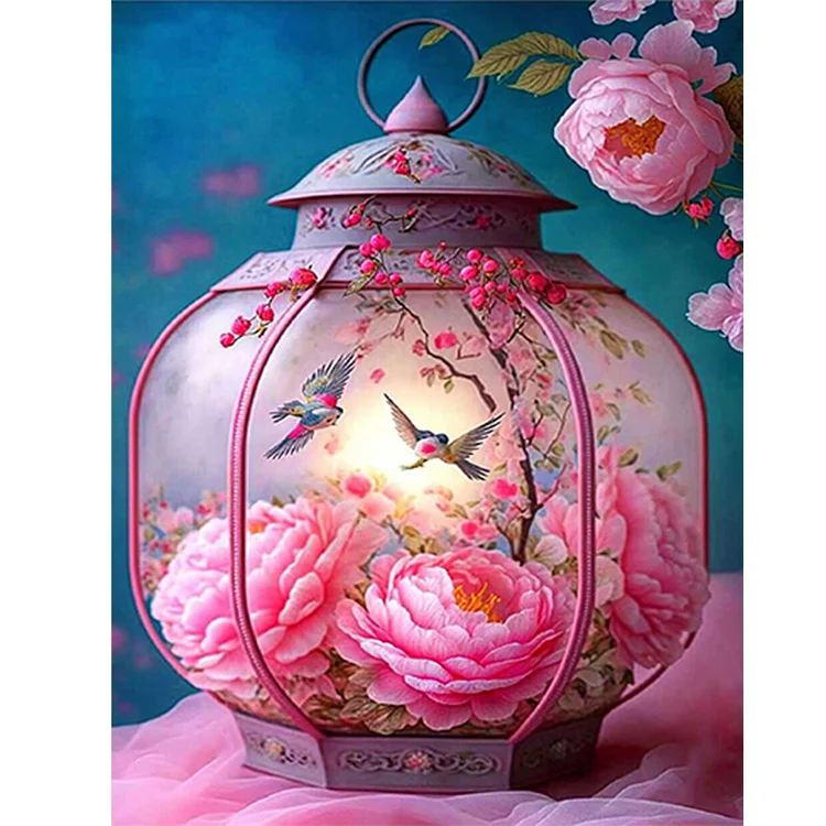 Full Round Drill Diamond Painting - Flower And Bird Lantern - 30*40cm