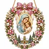 DIY Pearl Diamond Painting Religious Christmas Hanging Ornament Double-Sided Printed Pendant Diamond Art Christian Home Decor Gift