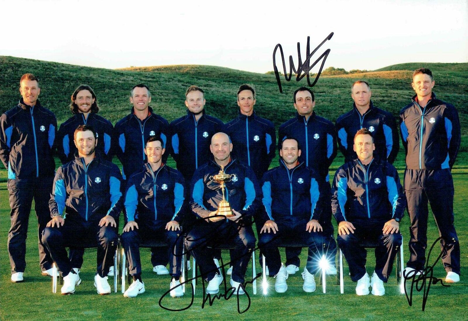 OLESEN ROSE BJORN MOLINARI SIGNED Photo Poster painting AFTAL COA Golf Ryder Cup Winner 2018