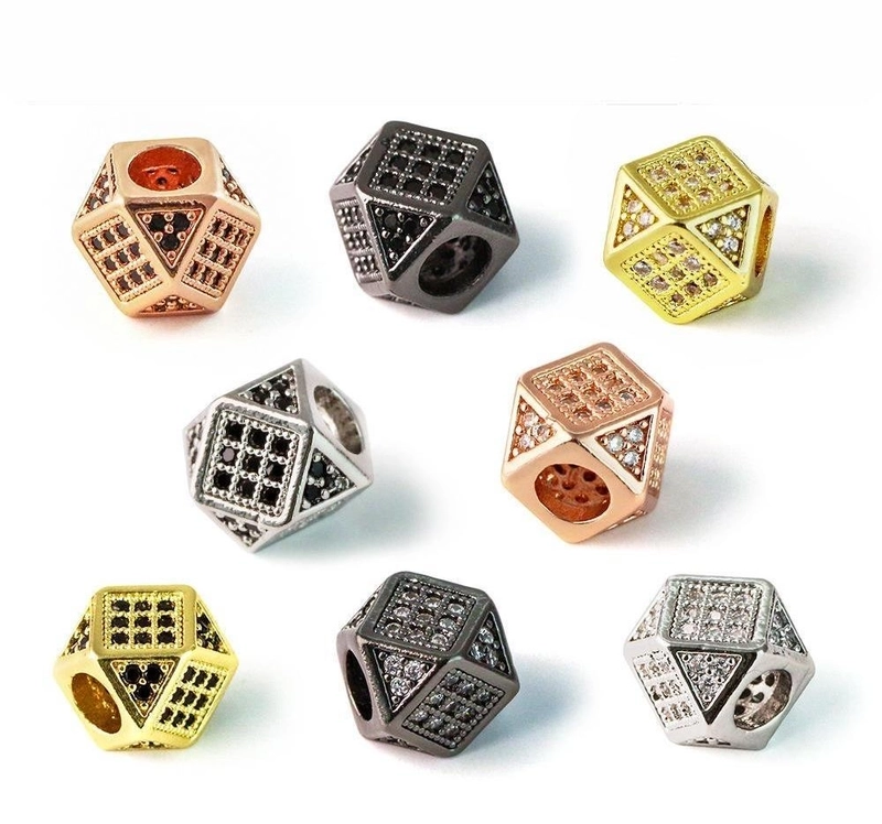 1 Piece 7*7.8mm Copper Zirconia 18K Gold Plated Polygon Jewelry Accessories