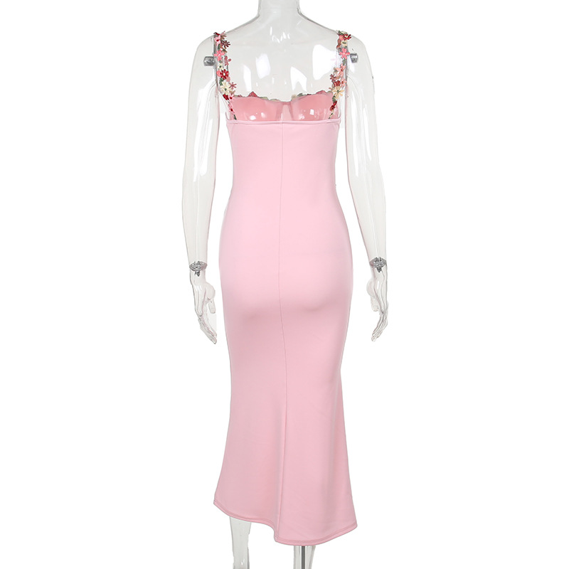Ootddress Printed Bandage Fashion Long Dress Female Elegant Slim Sleeveless High Waist Spaghetti Dress Patchwork Party Dress Women