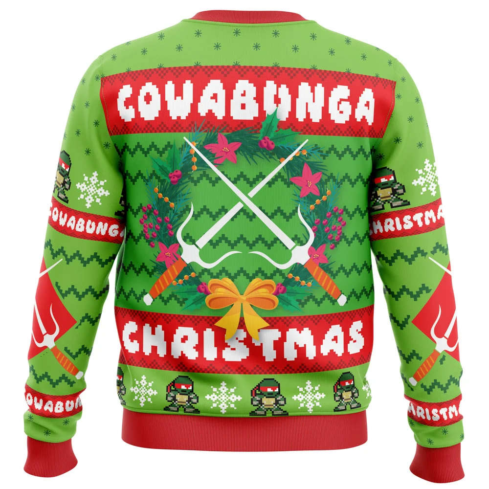 Cowabunga Raphael Christmas Teenage Mutant Ninja Turtles Ugly Christmas Sweatshirt