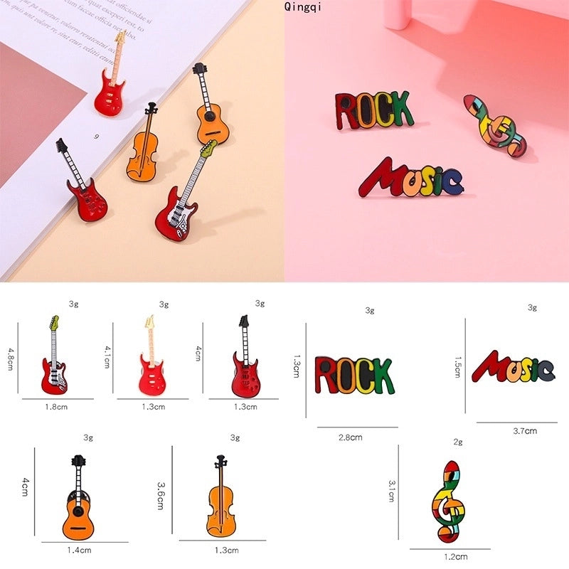 Cute Pin Guitar Cello Letter Alloy Stoving Varnish Unisex Brooches